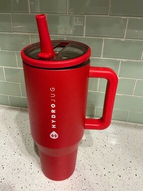 HydroJug Red Travel Tumbler with Handle and Straw Lid